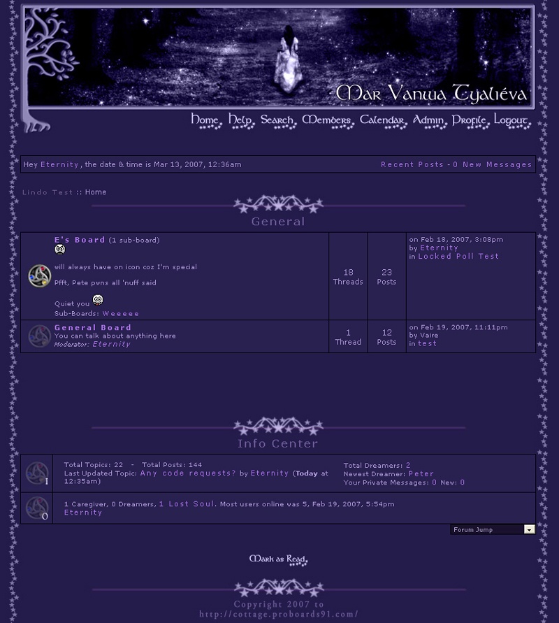 screenshot of the mar vanwa tyaliéva (dark theme) website