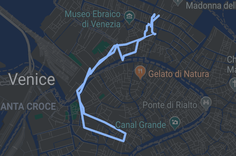 a map of a walk through venice