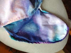 the inside of the galaxy dress showing the bound pockets