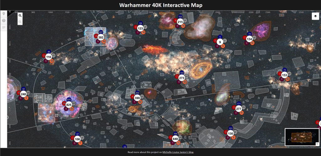 screenshot of an interactive map set in the warhammer 40,000 universe
