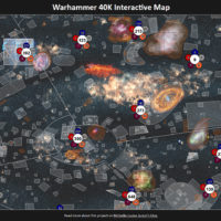 screenshot of an interactive map set in the warhammer 40,000 universe that shows planets and locations during the horus heresy