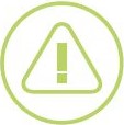 a green warning icon within an outlined circle on a white background