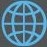 a blue mesh sphere icon on a grey background