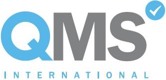 a qms international logo on a white background